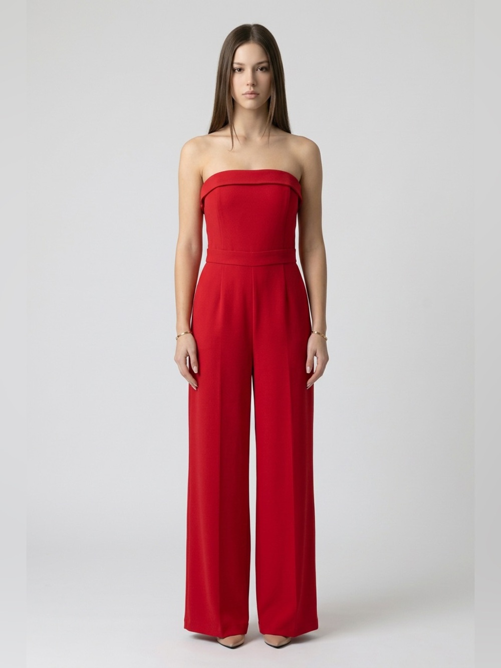 Strapless Wide-Leg Jumpsuit in Red